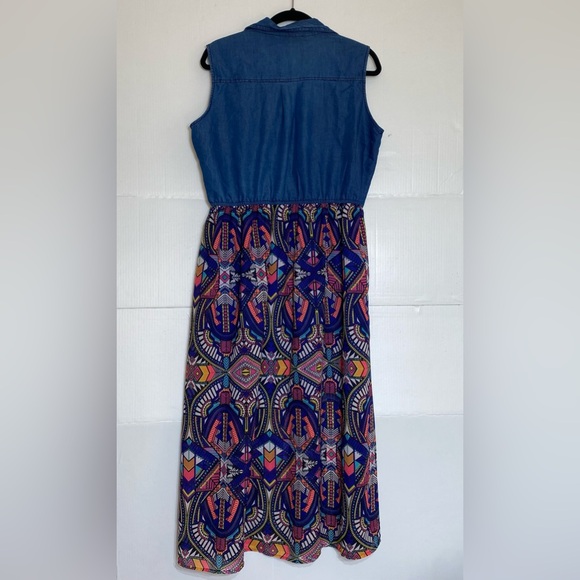 Speed control measurement,photo extra large, chambray half button top dress blue - Picture 3 of 7